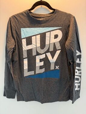 Hurley Long Sleeve Graphic Tee in Charcoal XL (13-15 years)